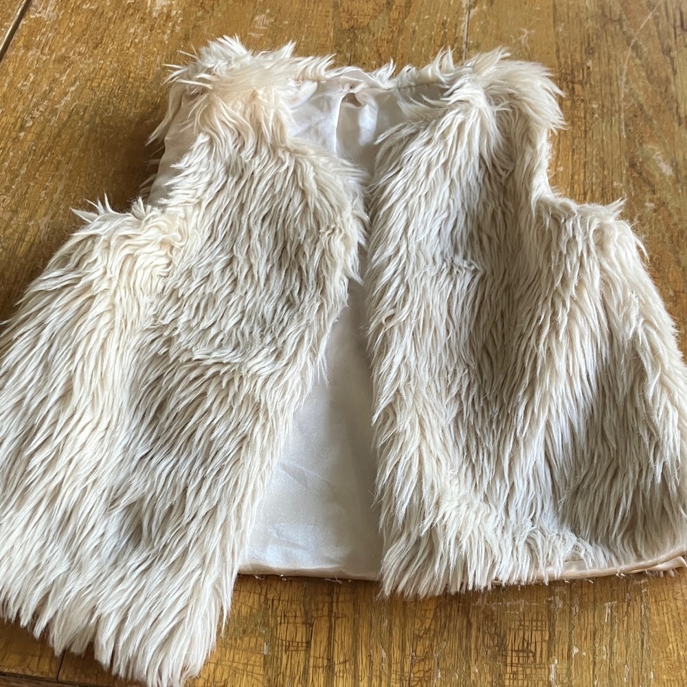 Kids Faux Fur Vest - Cream
